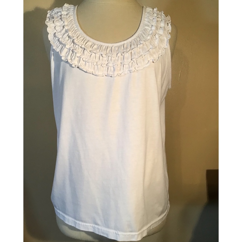 Women’s size large Allison Whitmore white sleeveless top/blouse